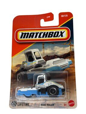 Matchbox 2024 Road Roller 50/125 White Blue Construction Vehicle
